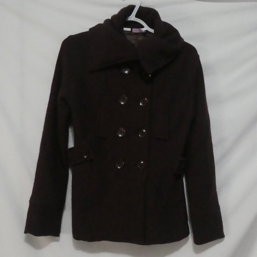 MAGNOLIA | size 38 - small | Double Breasted Dark Burgundy Peacoat | Merino Wool